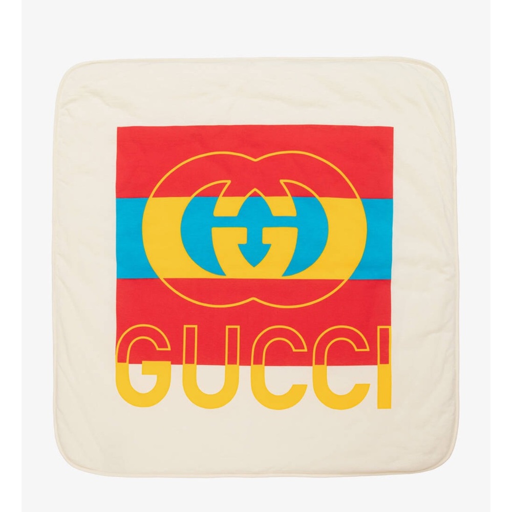 Gucci Cream Baby Blanket with Vibrant Logo